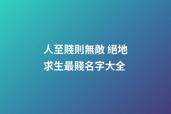 人至賤則無敵 絕地求生最賤名字大全
